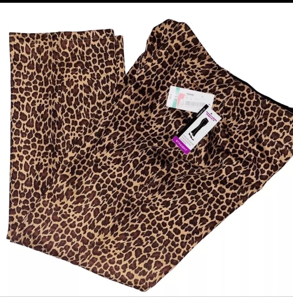 NWT Allison Daley Comfort Fit Straight Leg Leopard Print Pants Size Small